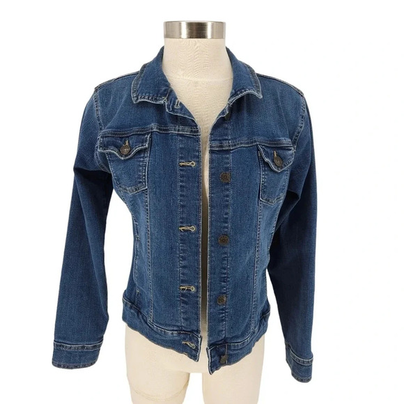 Old Navy Denim Jacket Long Sleeve Button Front Stone Wash - Picture 1 of 6